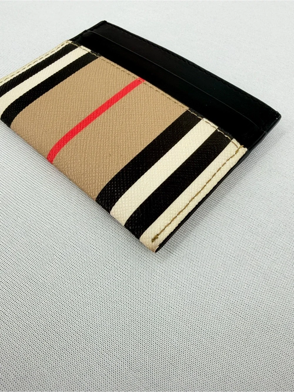 Burberry Vintage Check Unisex Card Holder Wallet Leather Trim designer wallet